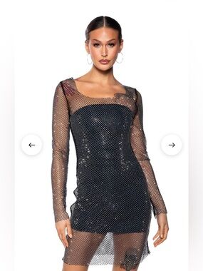 KAMDYN RHINESTONE MESH MINI DRESS Sz M/L